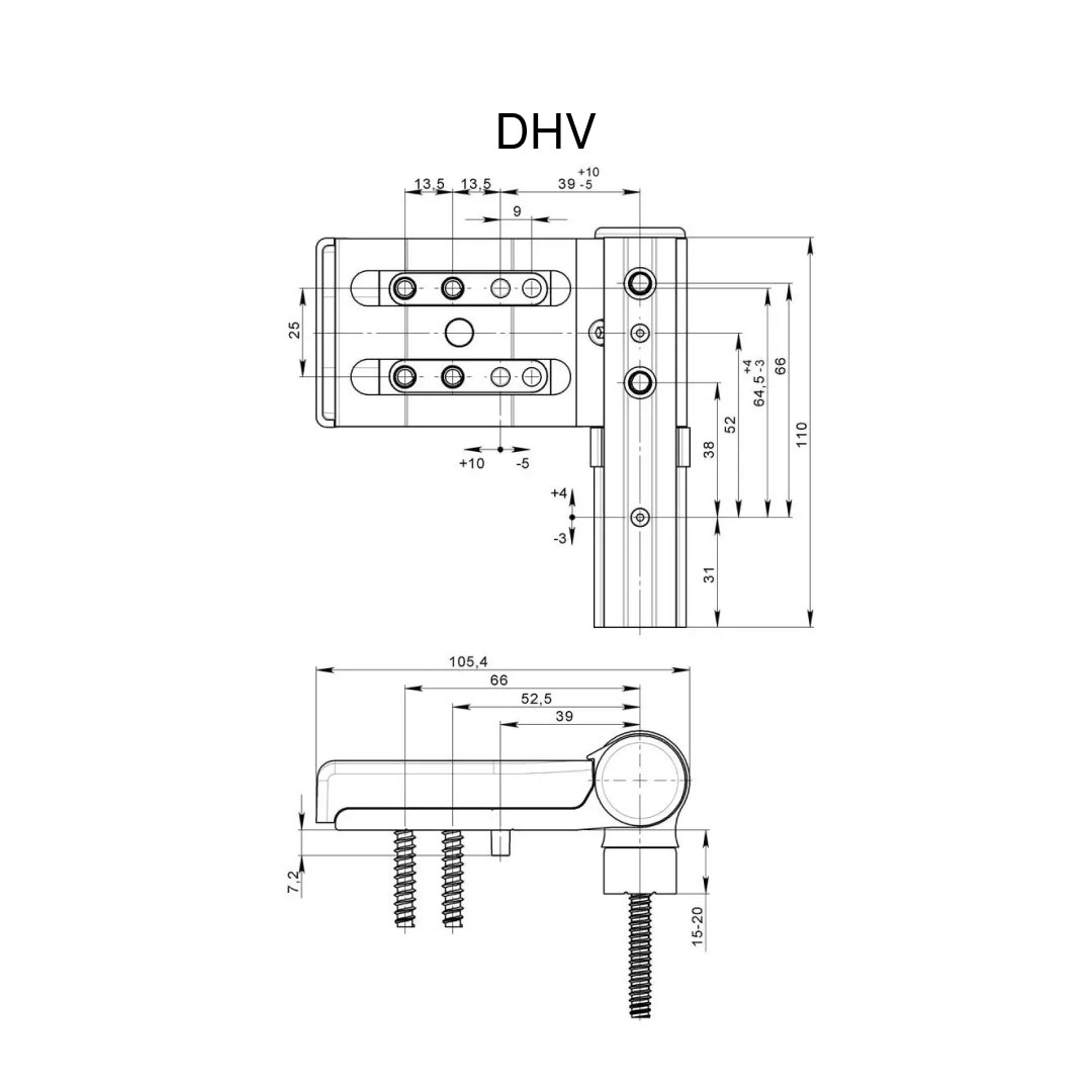 Петля дверна DHV (до 140кг) Антрацит RAL 7016 (наплав 15-20 мм)