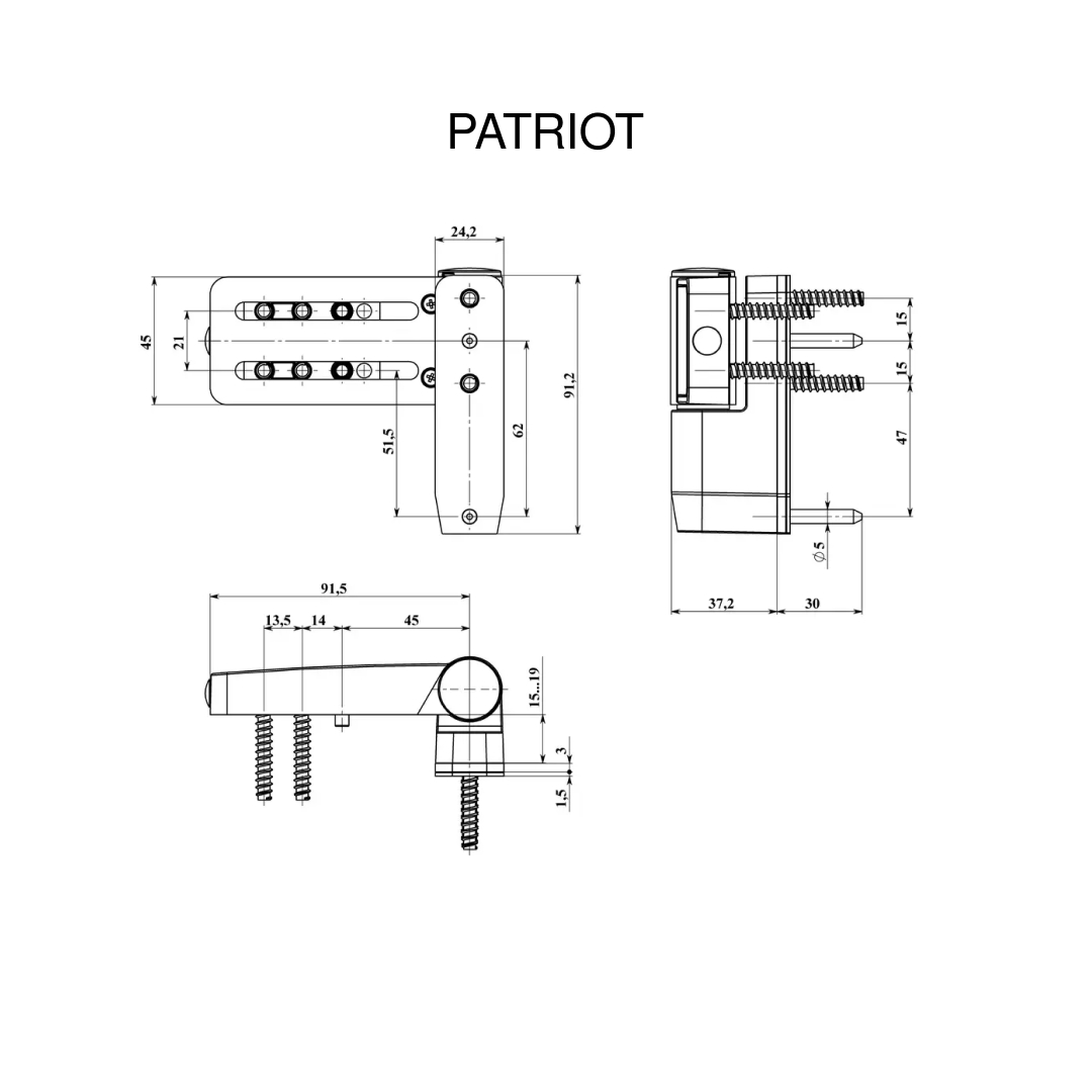 Петля дверна PATRIOT (до 110кг) Антрацит RAL 7016 (під замовлення)