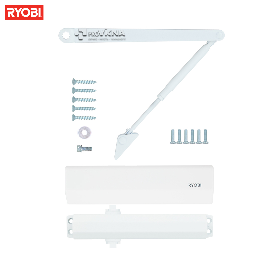 Дотягувач дверний RYOBI 2055V (100кг – 1250мм) з пристроєм фіксації Білий